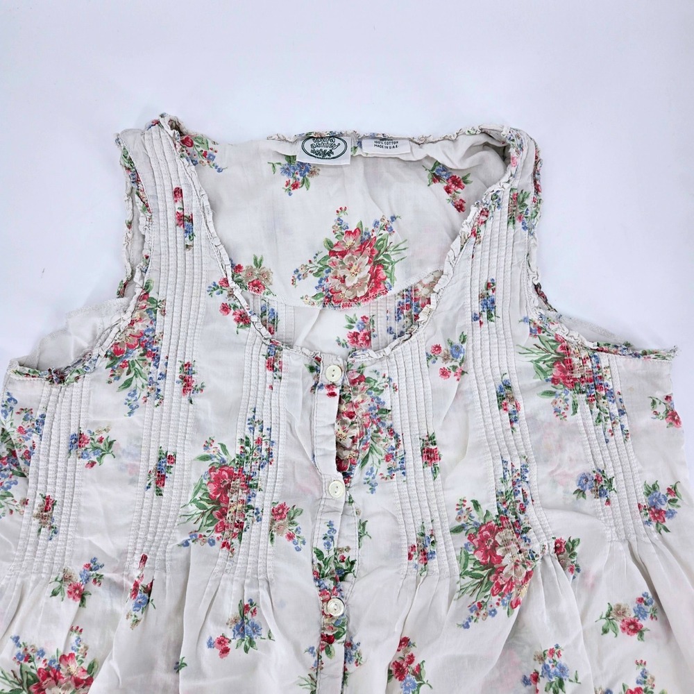 Laura Ashley Floral Nightgown Nap Sleep Dress White Pink Vintage 90s M Pintucks - Picture 3 of 9